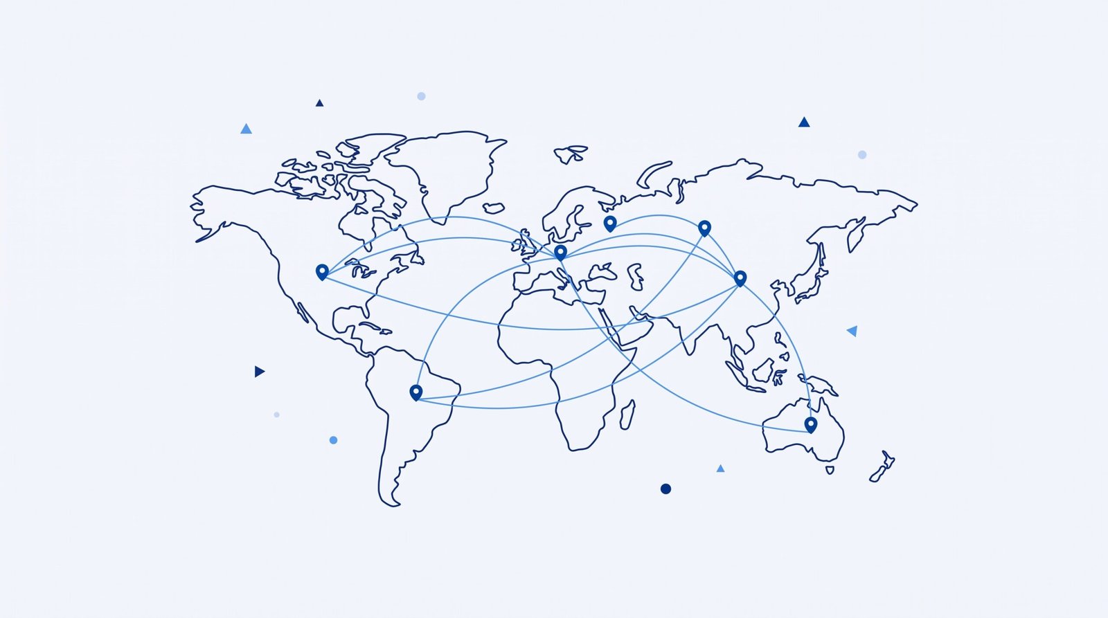 Map illustration representing Hostinger's data center locations across four continents