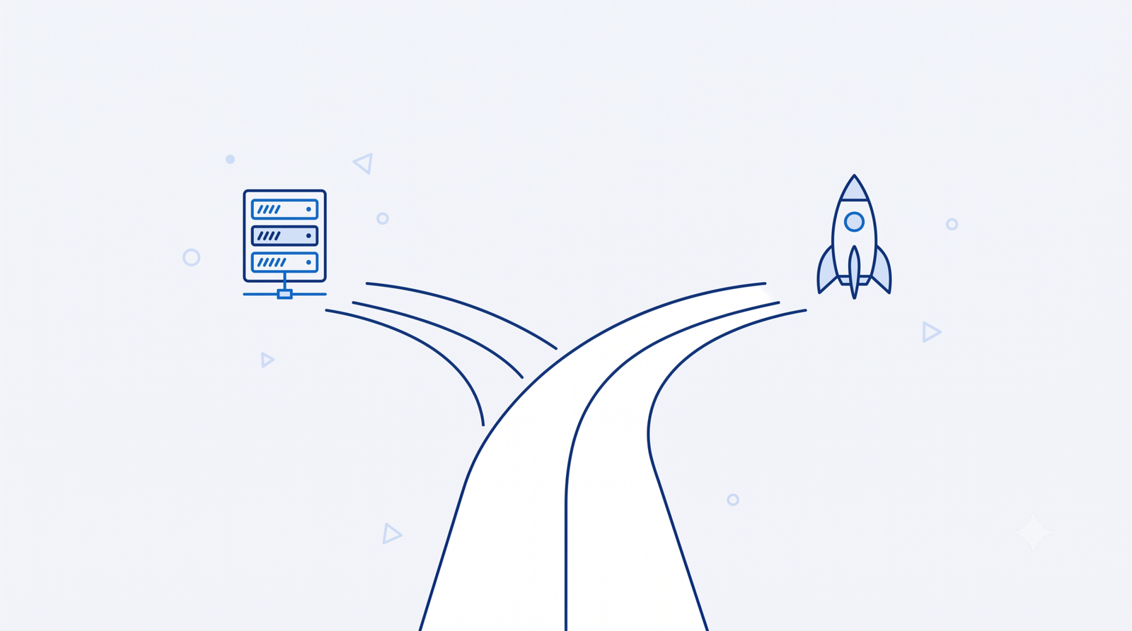 Illustration of a forked path representing the decision between two different hosting priorities