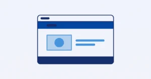 Illustration of a website wireframe blueprint with a header, content and footer section