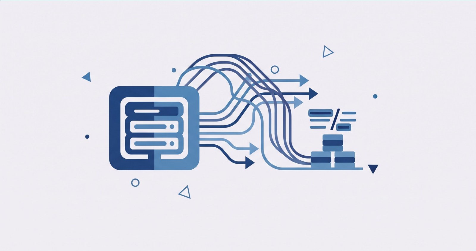 Hosting bandwidth illustration with a server icon and data flow arrows