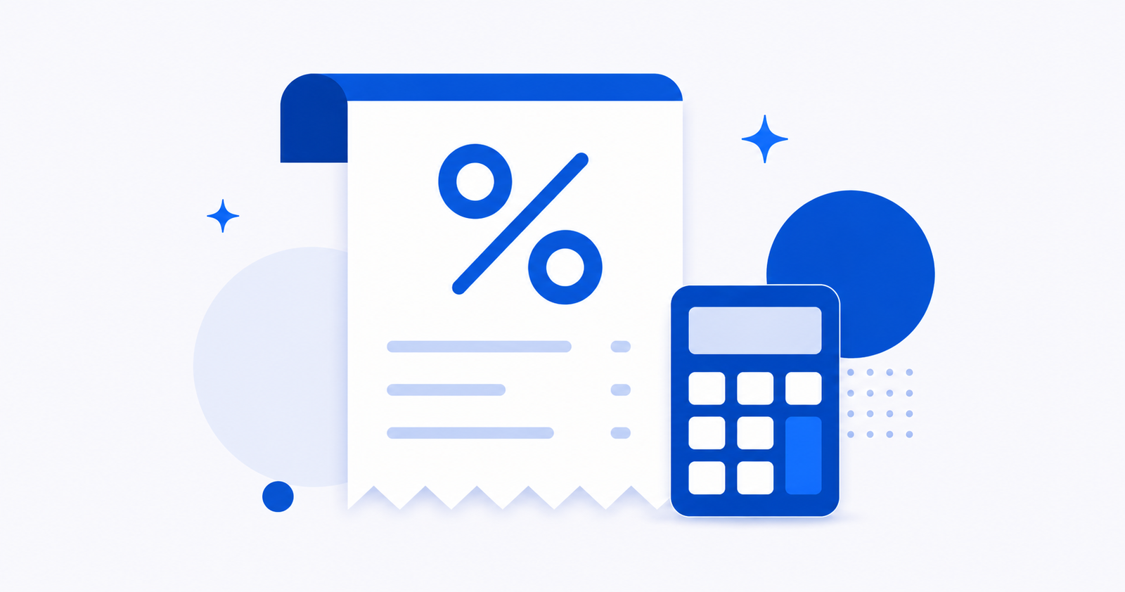 VAT calculator illustration showing an invoice and percentage symbol