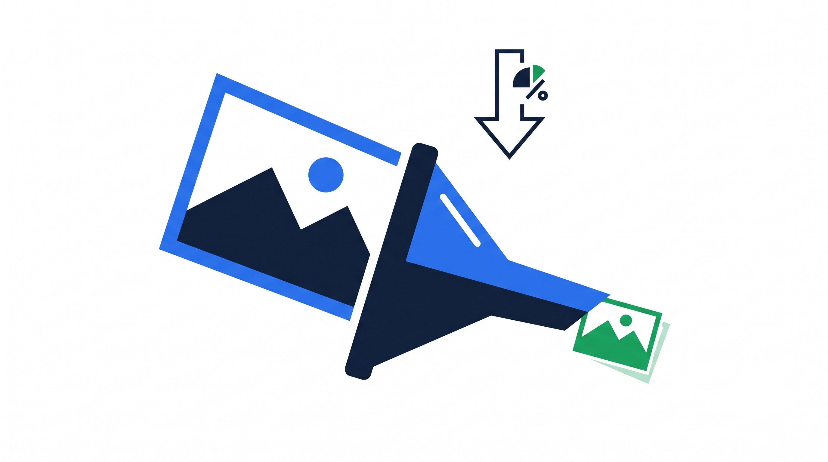 Illustration of a large image file being compressed into a smaller optimized image for WordPress speed optimization