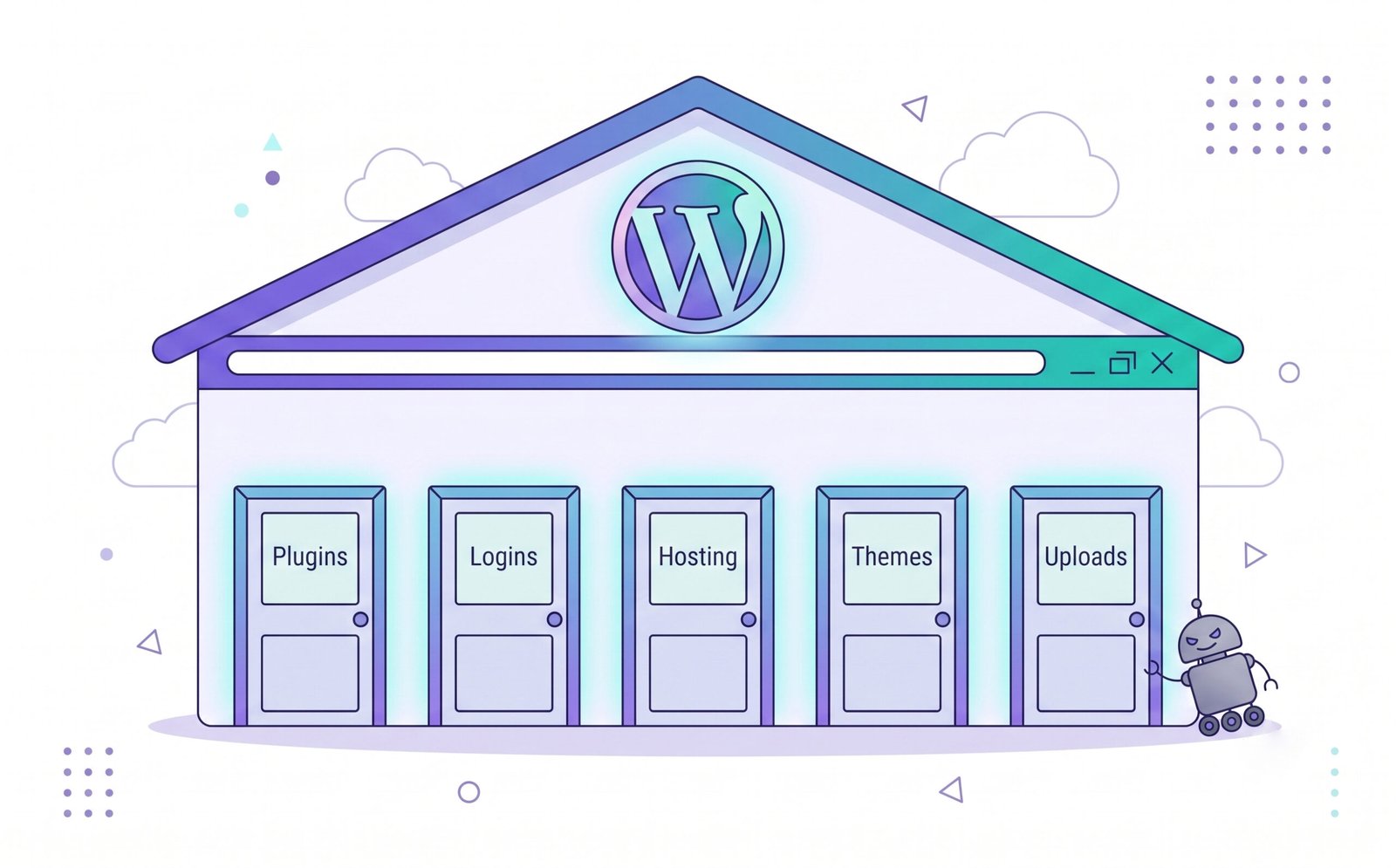 Diagram of the most common ways hackers break into WordPress websites