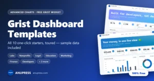 Grist dashboard templates: ten free one-click starters in the Advanced Charts widget by ANUPRESS