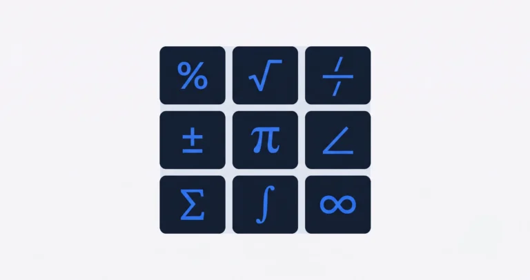 Illustration representing core math topics — algebra, geometry, statistics and percentages — in one reference guide